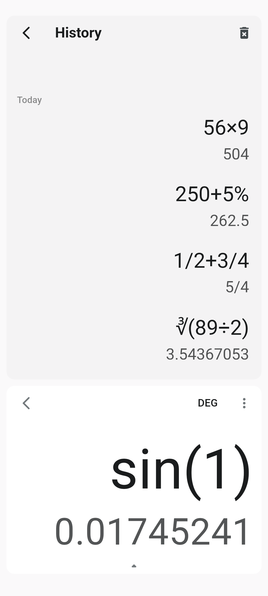 Calculator history