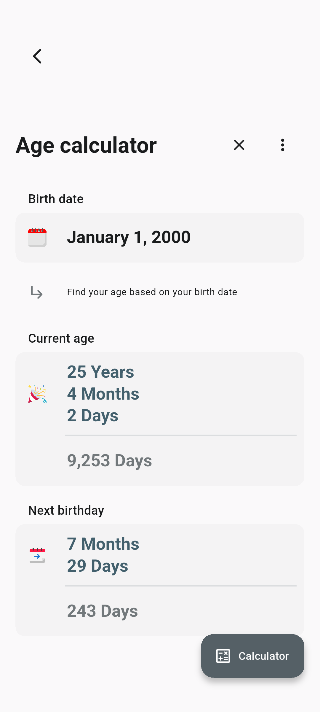 Age calculator